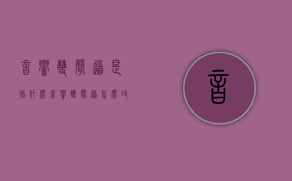 音响双声道是指什么  音响双声道怎么改成单声道